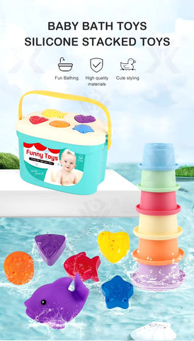2-in-1 Silicone Shape Sort & Stacking Bath Toy