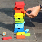 KidsPlanet 54 PCS Colorful Wooden Jenga Tumbling Tower – Stacking & Balance Game for Kids